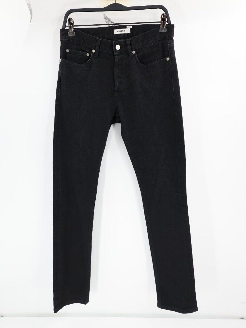 Sandro Jeans Mens 29 L32 Slim Fit Cotton Stretch Denim Mid Rise Button Fly Black